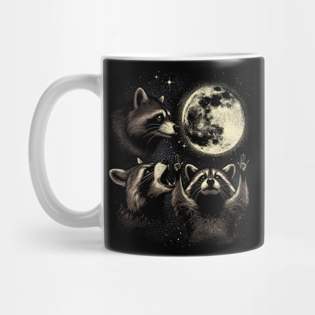 Moonlit Raccoon Trio by GoshWow®